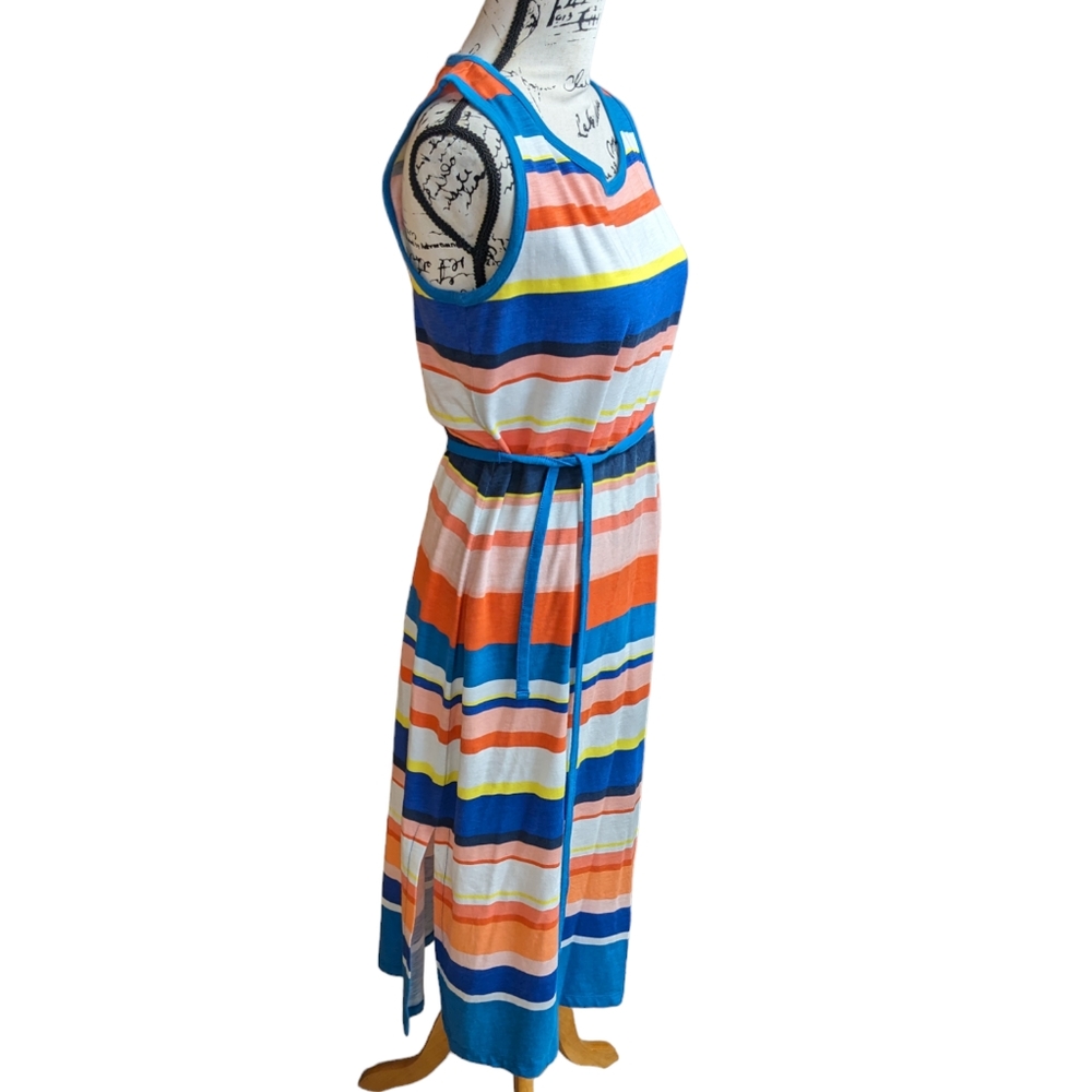 Talbots Belted Stripe Midi Dress Size Medium - Picture 3 of 9